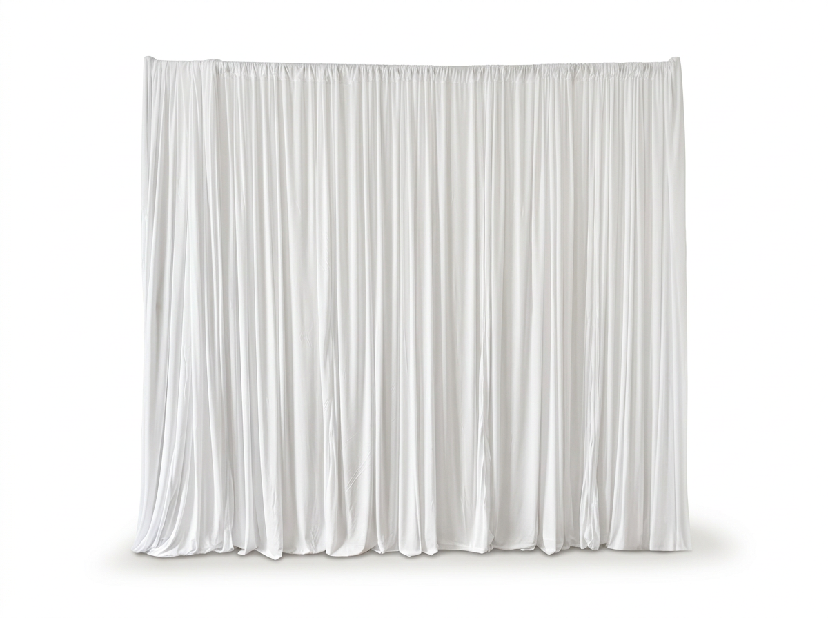 Ten by ten square frame draped in white fabric on a clean white background